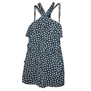 NWOT Ann Taylor Loft Petite Bluebell Flounce Halter Romper Black XS